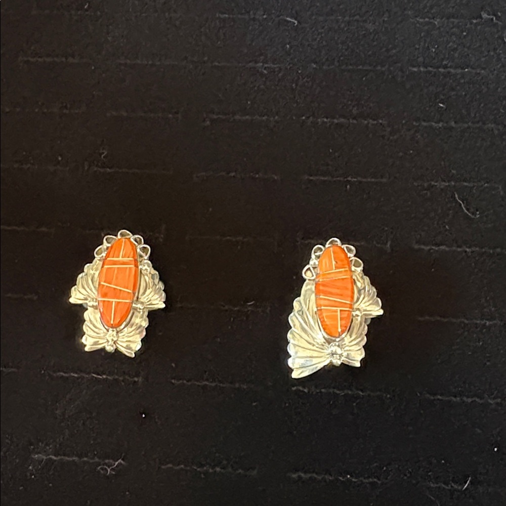 Silver and Orange Gemstone Ring. Price is for one each - Picture 2 of 3
